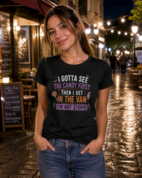 Load image into Gallery viewer, 'I Gotta See The Candy First' Women's Funny Halloween T-Shirt